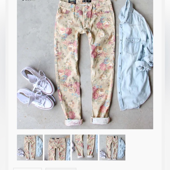 COPY - GYPSY THORN FLORAL SKINNY JEANS - Picture 3 of 3